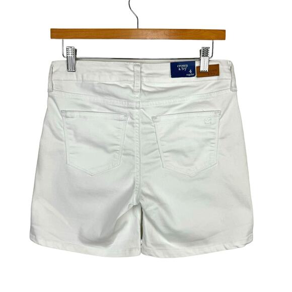 Crown & Ivy NWT White Stretch Denim Mid Rise Summer Shorts - Picture 4 of 7